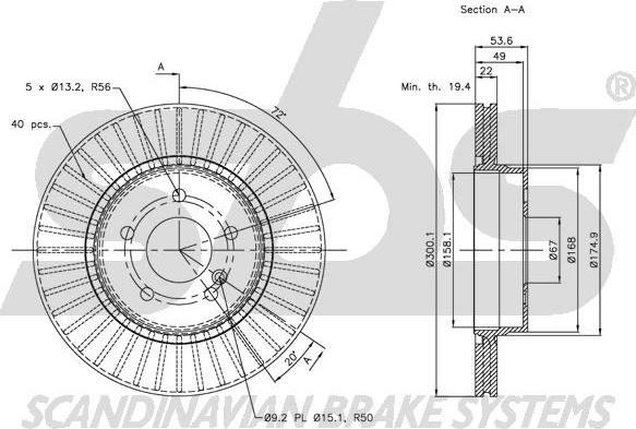 SBS 1815203389 - Brake Disc autospares.lv