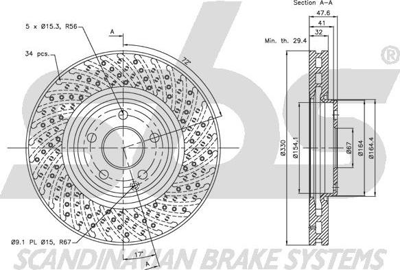 SBS 1815313382 - Brake Disc autospares.lv