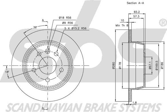 SBS 1815313333 - Brake Disc autospares.lv