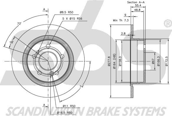 SBS 1815203320 - Brake Disc autospares.lv