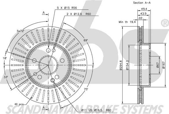 SBS 1815203328 - Brake Disc autospares.lv