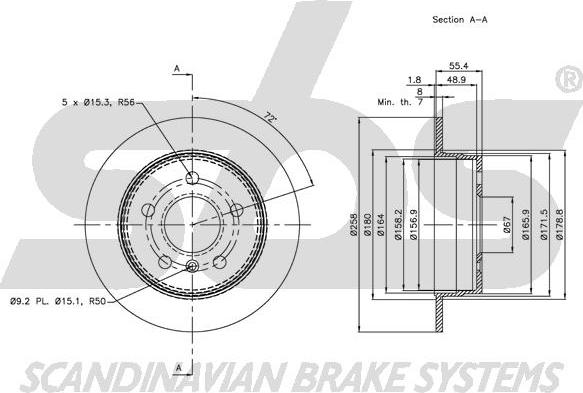 SBS 1815313374 - Brake Disc autospares.lv