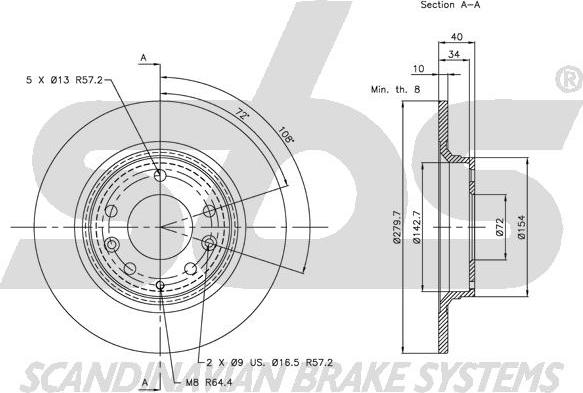 SBS 1815313246 - Brake Disc autospares.lv