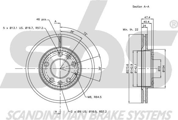 SBS 1815.203241 - Brake Disc autospares.lv