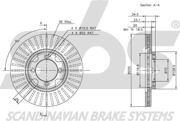 SBS 1815203218 - Brake Disc autospares.lv