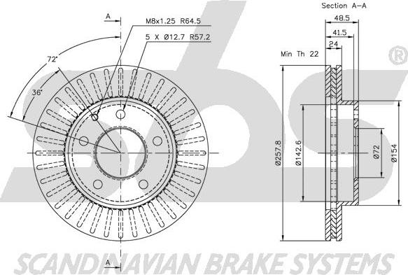 SBS 1815203227 - Brake Disc autospares.lv