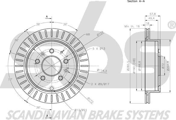 SBS 1815313277 - Brake Disc autospares.lv