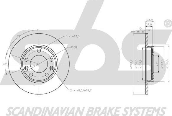 SBS 1815203748 - Brake Disc autospares.lv