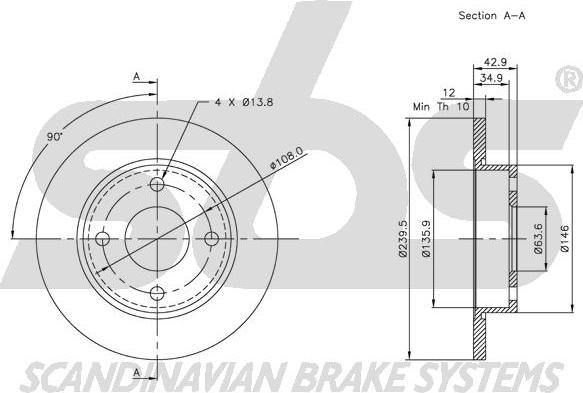 SBS 1815202543 - Brake Disc autospares.lv