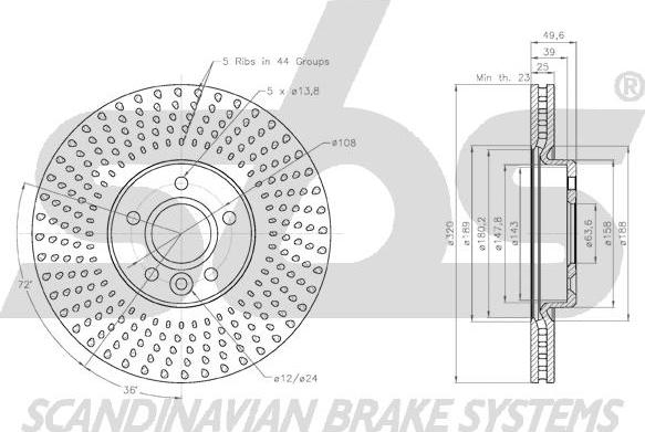 SBS 18152025105 - Brake Disc autospares.lv