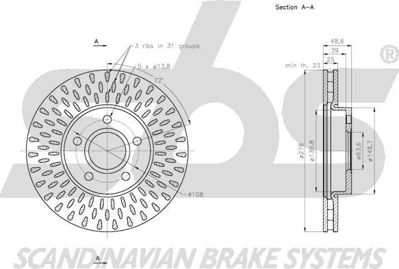 SBS 1815312582 - Brake Disc autospares.lv