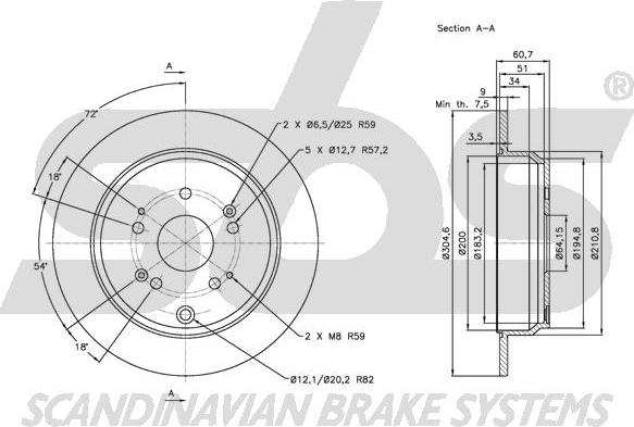 SBS 1815202642 - Brake Disc autospares.lv