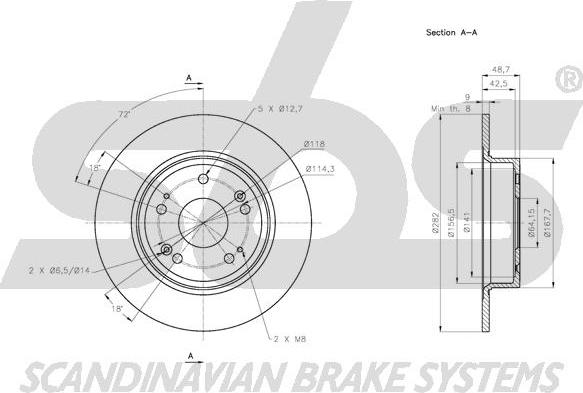 SBS 1815312650 - Brake Disc autospares.lv