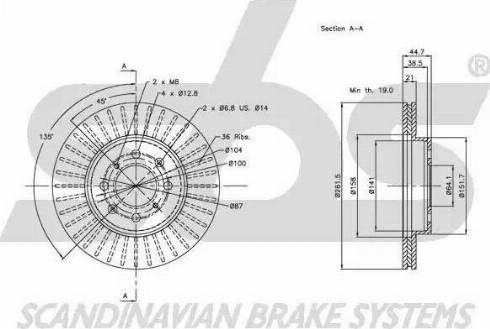 SBS 1815312614 - Brake Disc autospares.lv