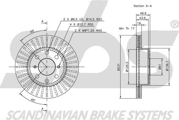 SBS 1815202617 - Brake Disc autospares.lv