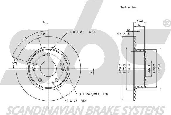 SBS 1815312638 - Brake Disc autospares.lv