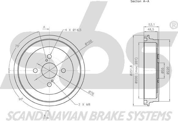 SBS 1825254523 - Brake Drum autospares.lv