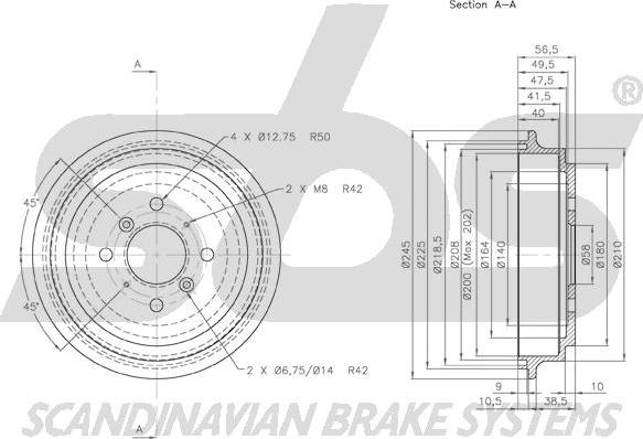 SBS 1825.255204 - Brake Drum autospares.lv