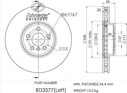 SCHNIEDER AUTOTECH BMS55.00391 - Brake Disc autospares.lv