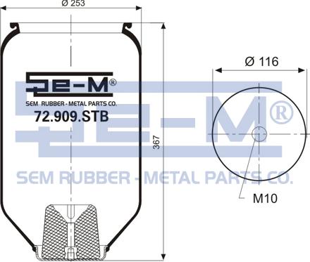 Sem Lastik 72.909.STB - Bellow, air suspension autospares.lv