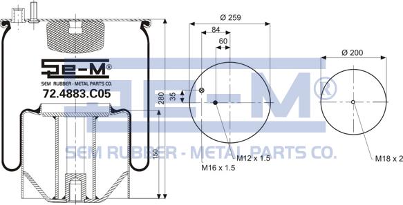 Sem Lastik 72.4883.C05 - Bellow, air suspension autospares.lv