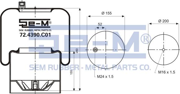 Sem Lastik 72.4390.C01 - Bellow, air suspension autospares.lv