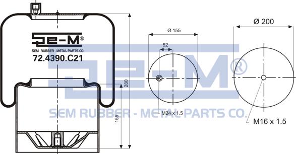 Sem Lastik 72.4390.C21 - Bellow, air suspension autospares.lv