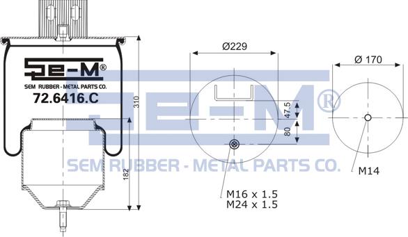 Sem Lastik 72.6416.C - Bellow, air suspension autospares.lv