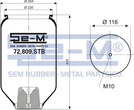 Sem Lastik 72.809.STB - Bellow, air suspension autospares.lv