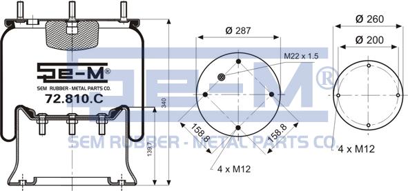 Sem Lastik 72.810.C - Bellow, air suspension autospares.lv