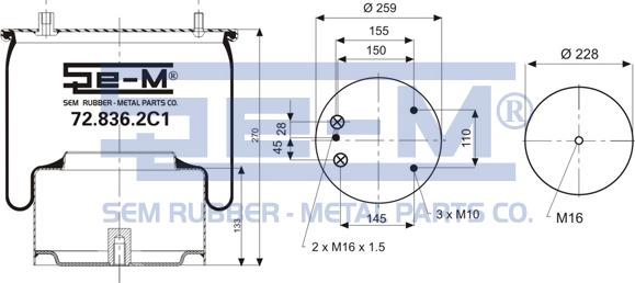 Sem Lastik 72.836.2C1 - Bellow, air suspension autospares.lv