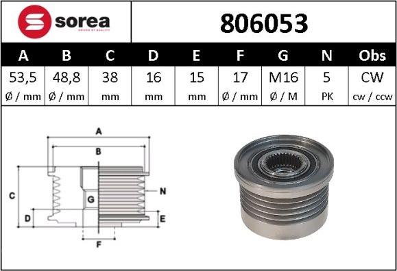 Sera 806053 - Pulley, alternator, freewheel clutch autospares.lv