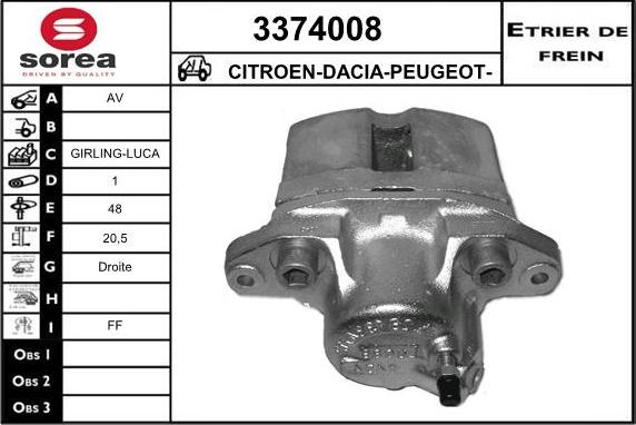 Sera 3374008 - Brake Caliper autospares.lv