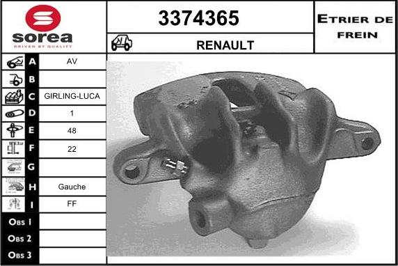 Sera 3374365 - Brake Caliper autospares.lv