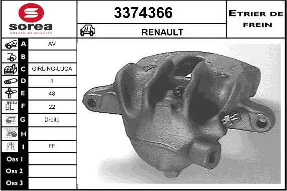 Sera 3374366 - Brake Caliper autospares.lv