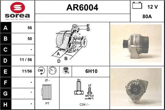 Sera AR6004 - Alternator autospares.lv