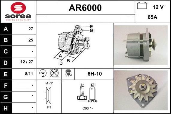 Sera AR6000 - Alternator autospares.lv