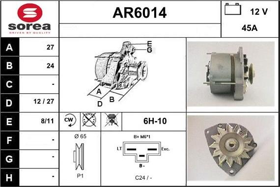 Sera AR6014 - Alternator autospares.lv