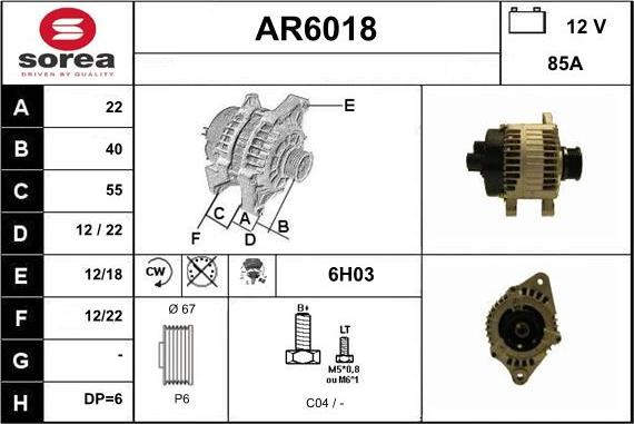 Sera AR6018 - Alternator autospares.lv