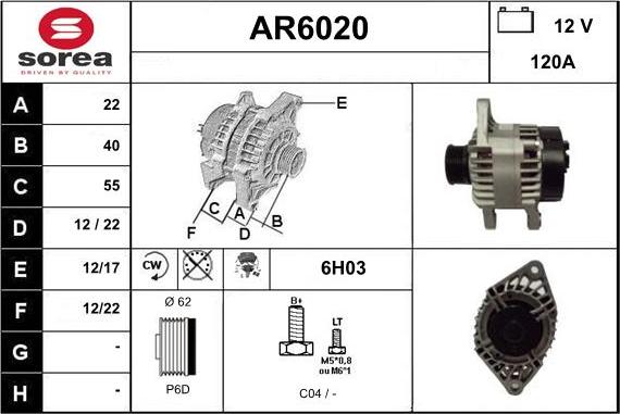 Sera AR6020 - Alternator autospares.lv