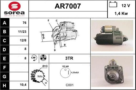 Sera AR7007 - Starter autospares.lv