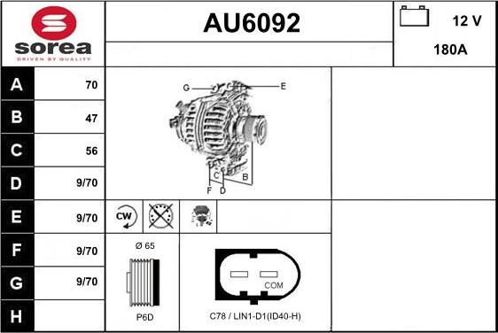 Sera AU6092 - Alternator autospares.lv