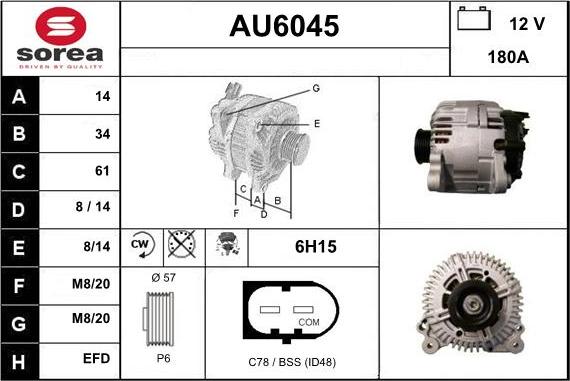 Sera AU6045 - Alternator autospares.lv