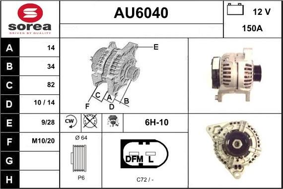 Sera AU6040 - Alternator autospares.lv