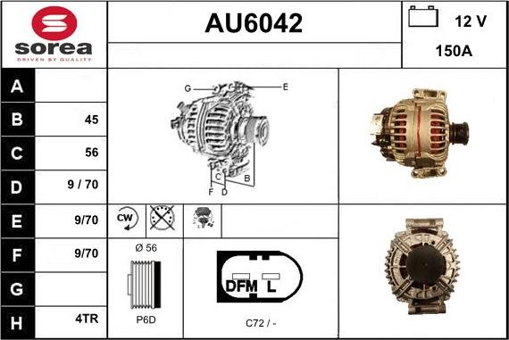 Sera AU6042 - Alternator autospares.lv