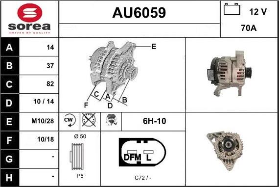 Sera AU6059 - Alternator autospares.lv
