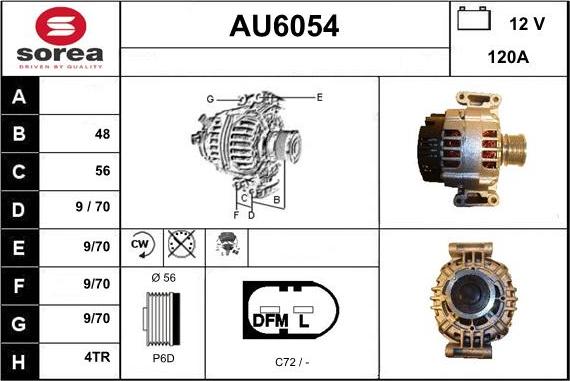 Sera AU6054 - Alternator autospares.lv