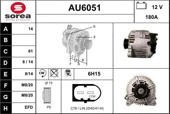 Sera AU6051 - Alternator autospares.lv