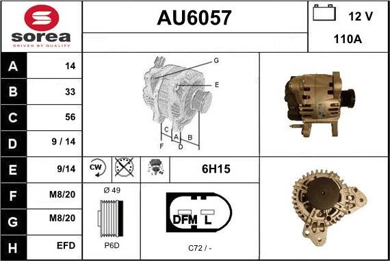 Sera AU6057 - Alternator autospares.lv