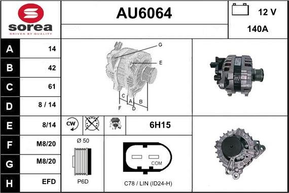 Sera AU6064 - Alternator autospares.lv